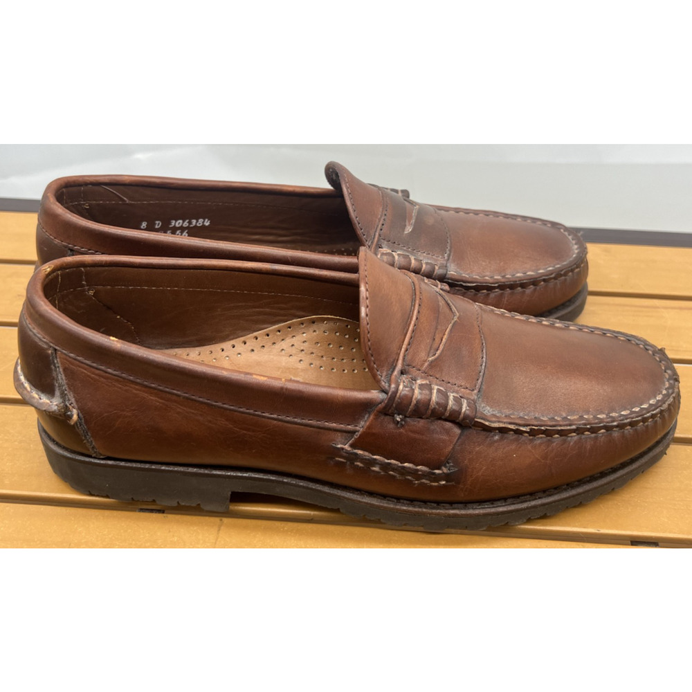 New! Allen Edmonds Rockland Brown Leather Penny Loafers Lug Sole Mens 8 D